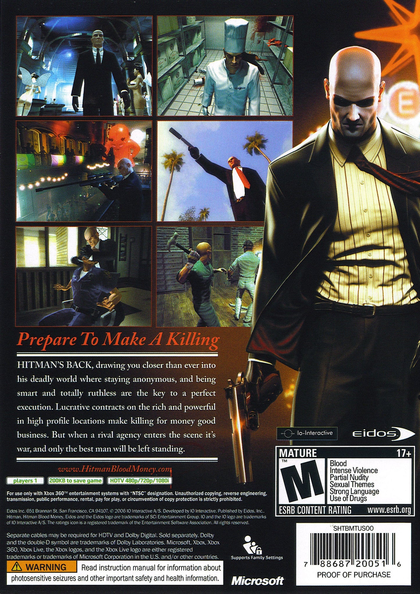 Hitman Blood Money Xbox 360 No Manual