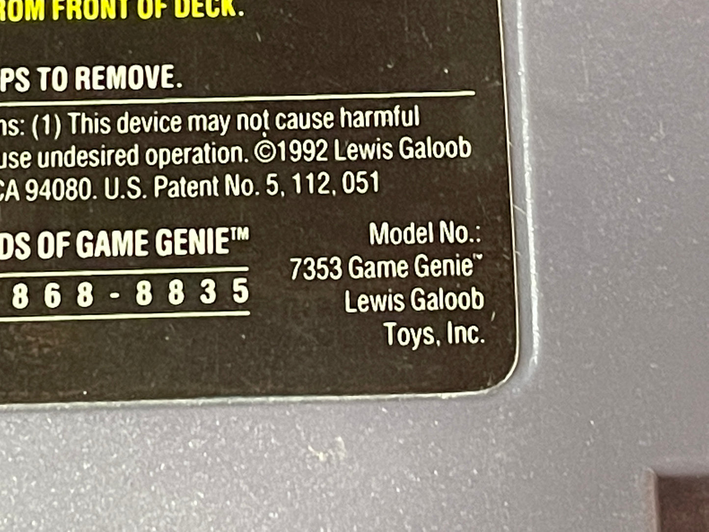 Game Genie Model 7353 Video Game Enhancer Super Nintendo
