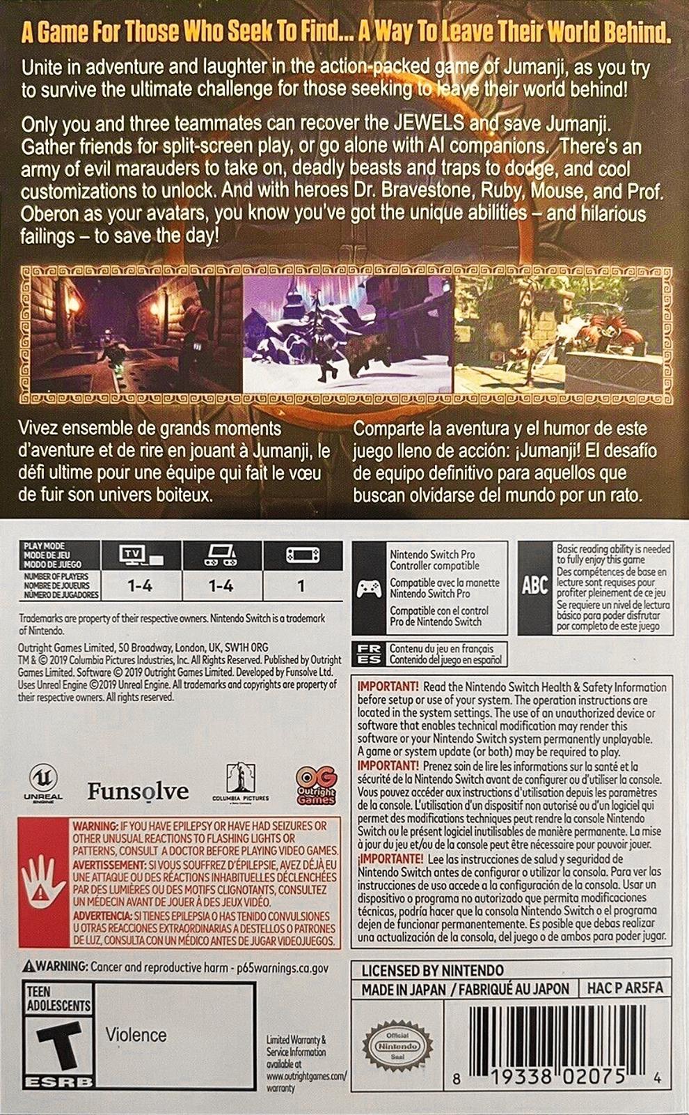 Jumanji: The Video Game Nintendo Switch