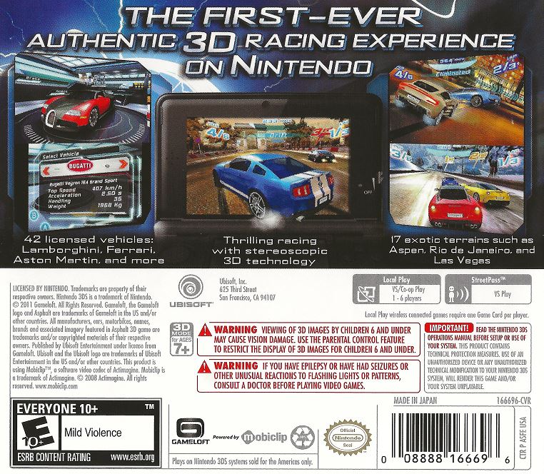 Asphalt: 3D Nintendo 3DS