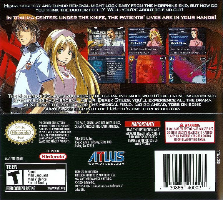 Trauma Center Under the Knife Nintendo DS