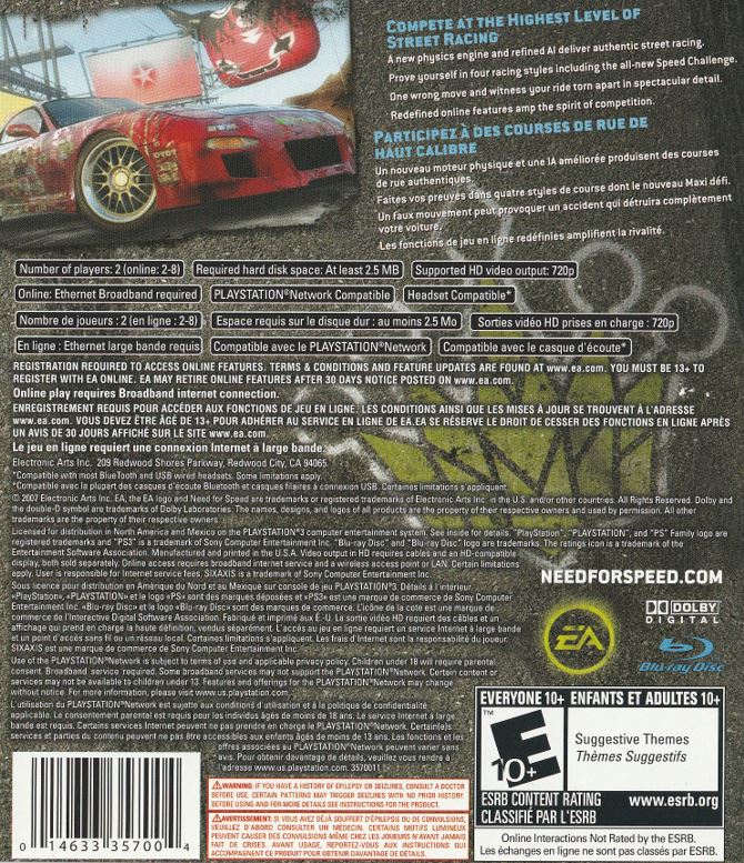 Need for Speed Prostreet Playstation 3