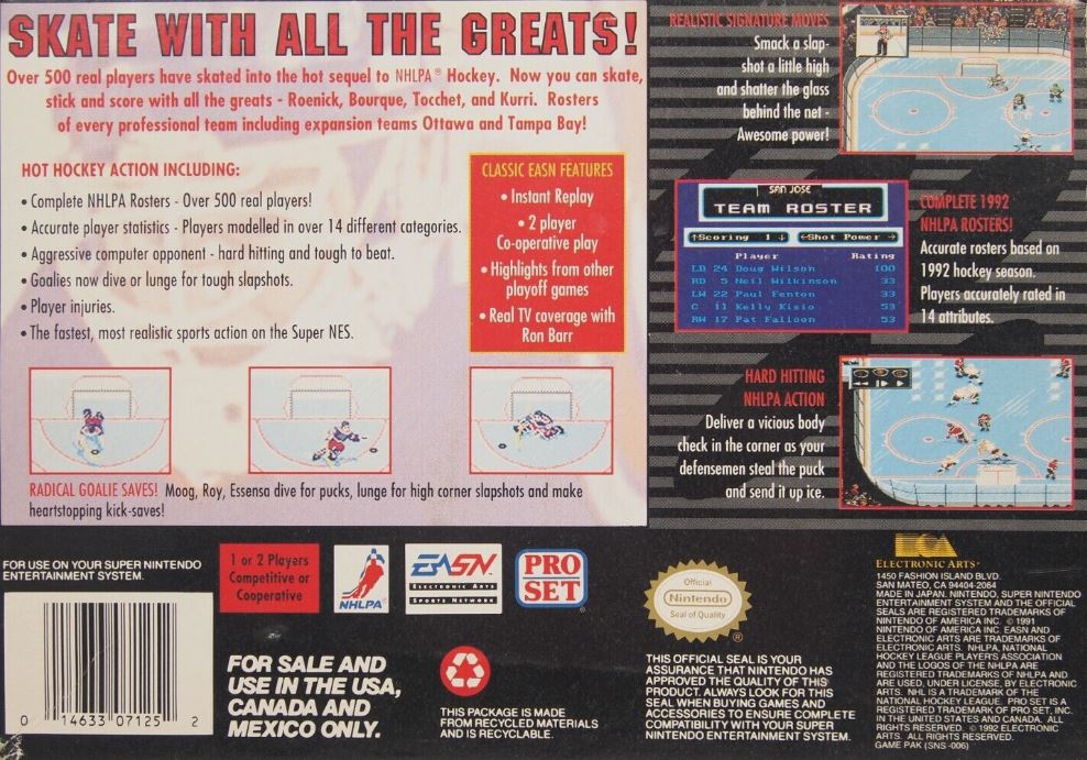 NHLPA Hockey '93 Super Nintendo