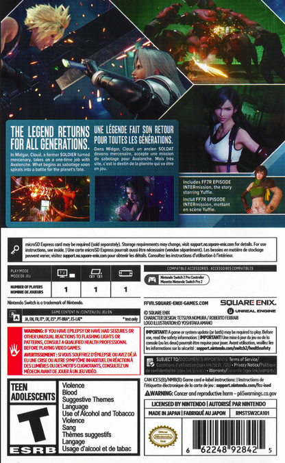 Final Fantasy VII Remake Intergrade [Day One] Nintendo Switch 2