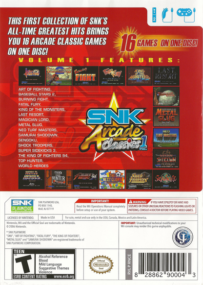 SNK Arcade Classics Volume 1 Wii
