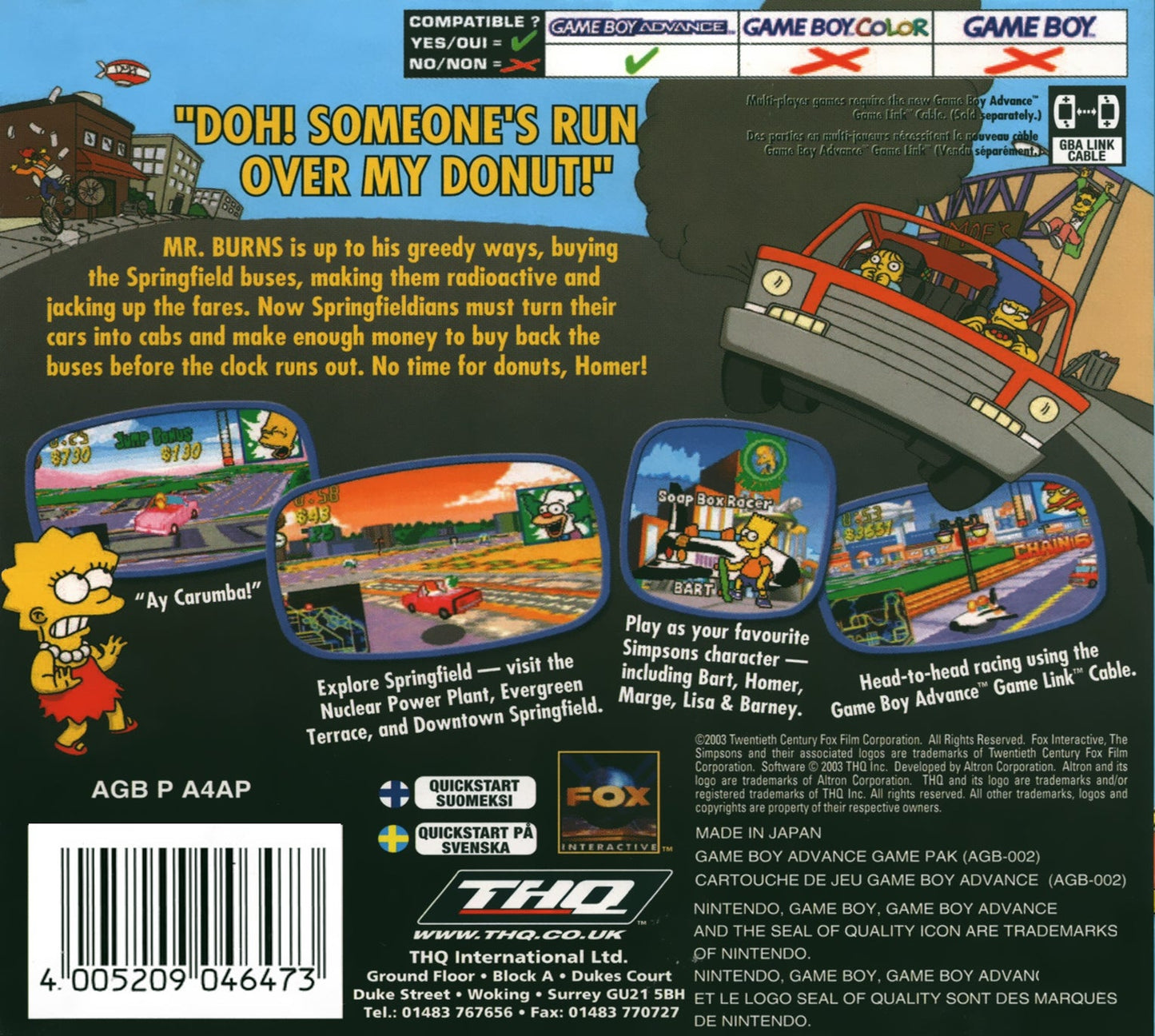 The Simpsons Road Rage GameBoy Advance