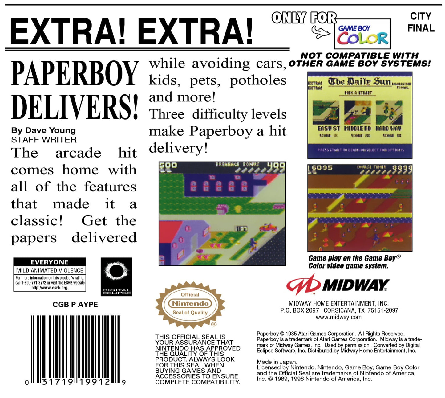 Paperboy GameBoy Color