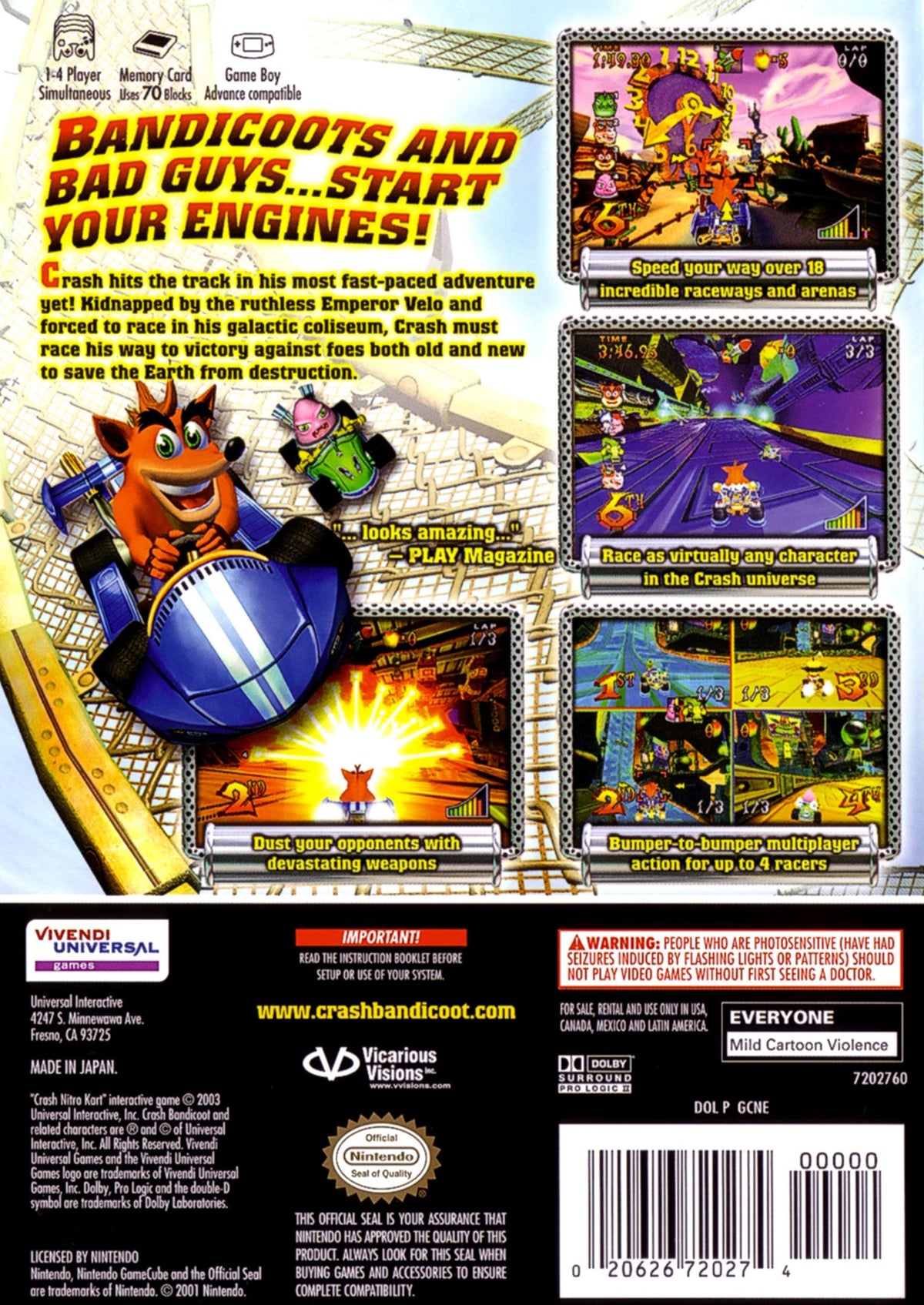 Crash Nitro Kart Gamecube
