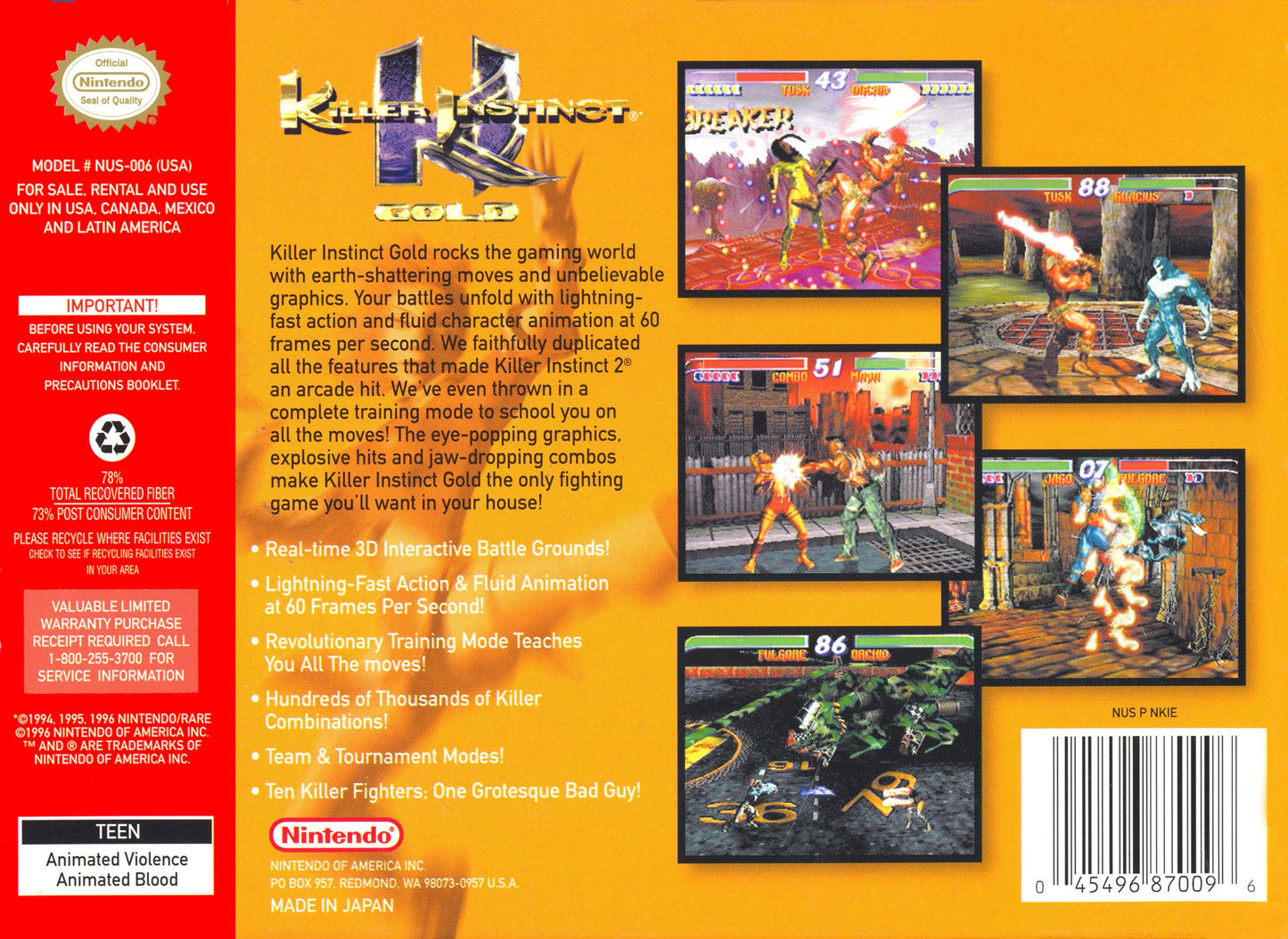 Killer Instinct Gold Nintendo 64