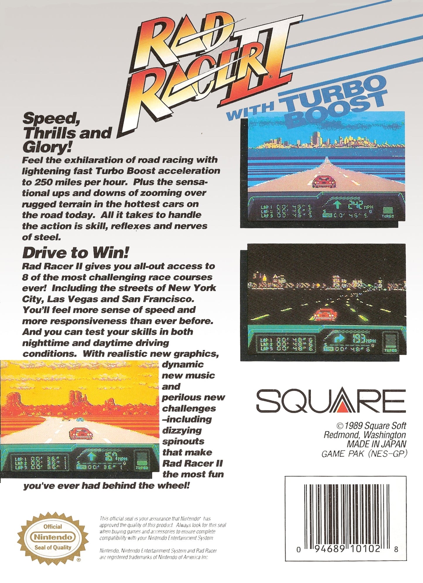 Rad Racer II NES Rough Front Label