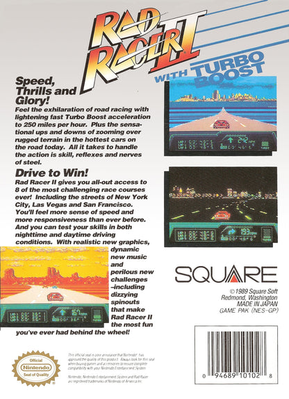 Rad Racer II NES Rough Front Label