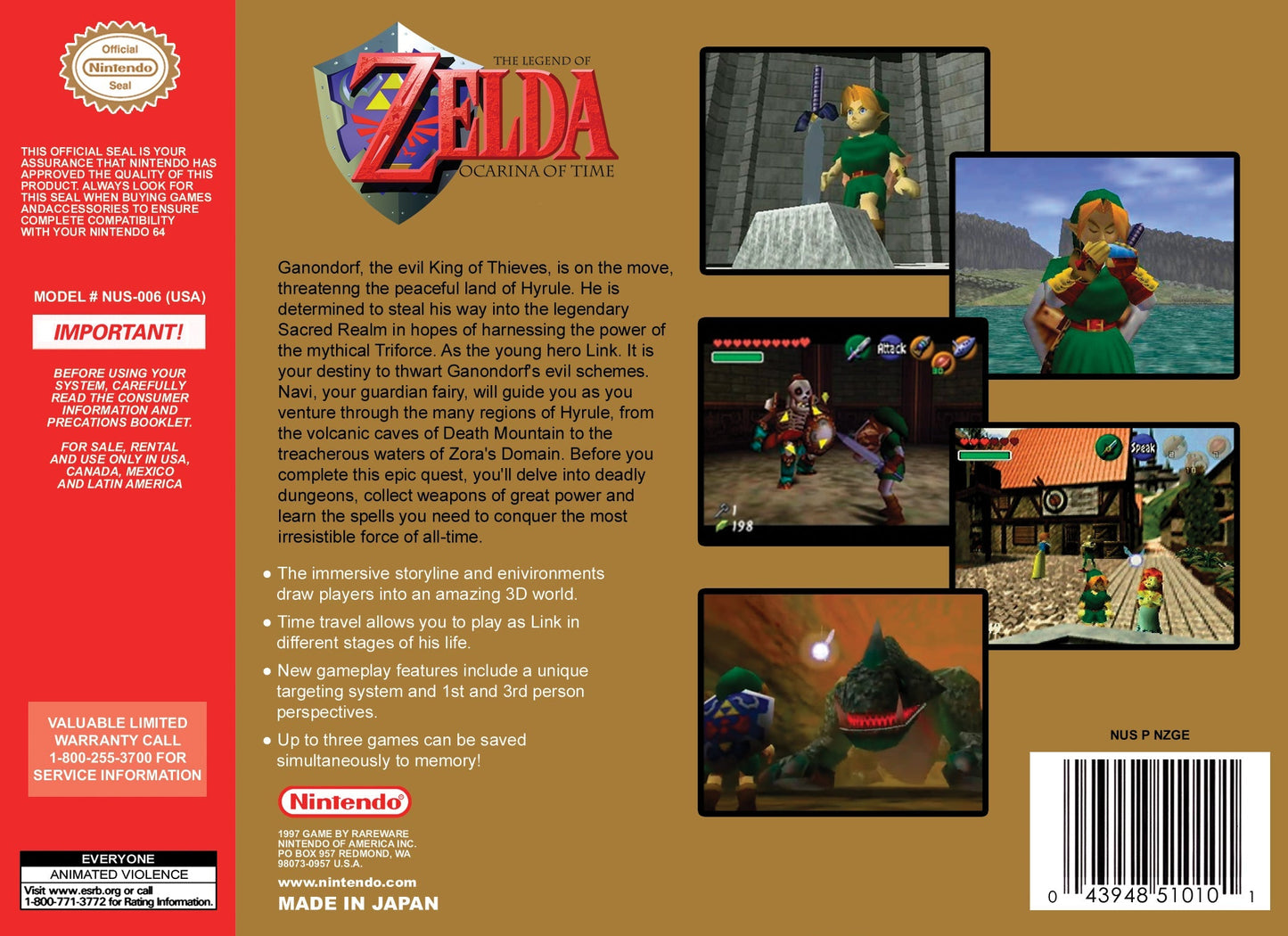 Zelda Ocarina Of Time Nintendo 64