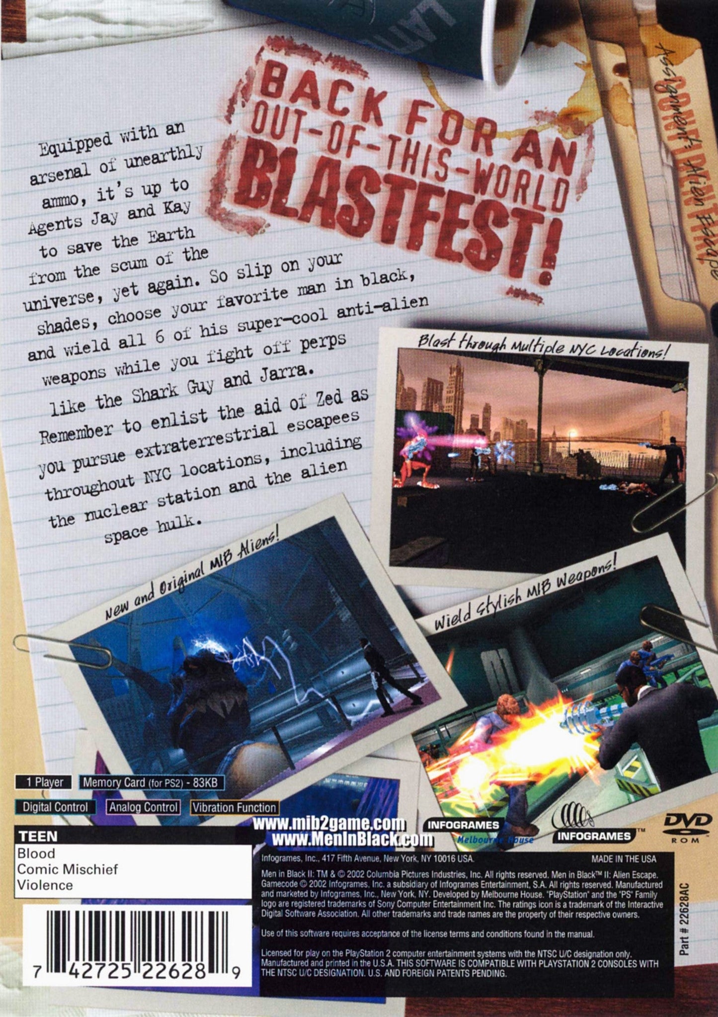 Men In Black II Alien Escape Playstation 2