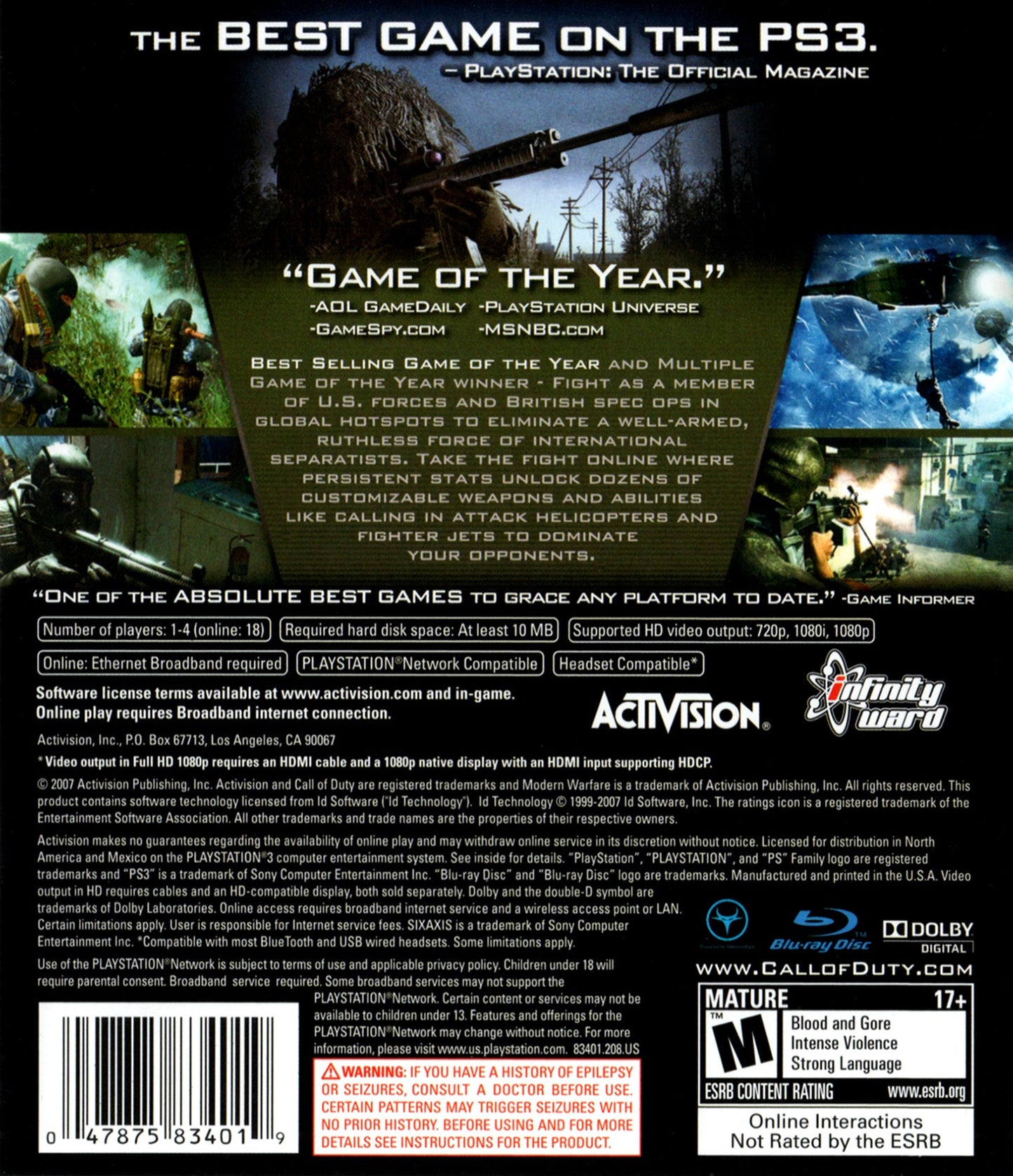 Call of Duty 4 Modern Warfare Playstation 3