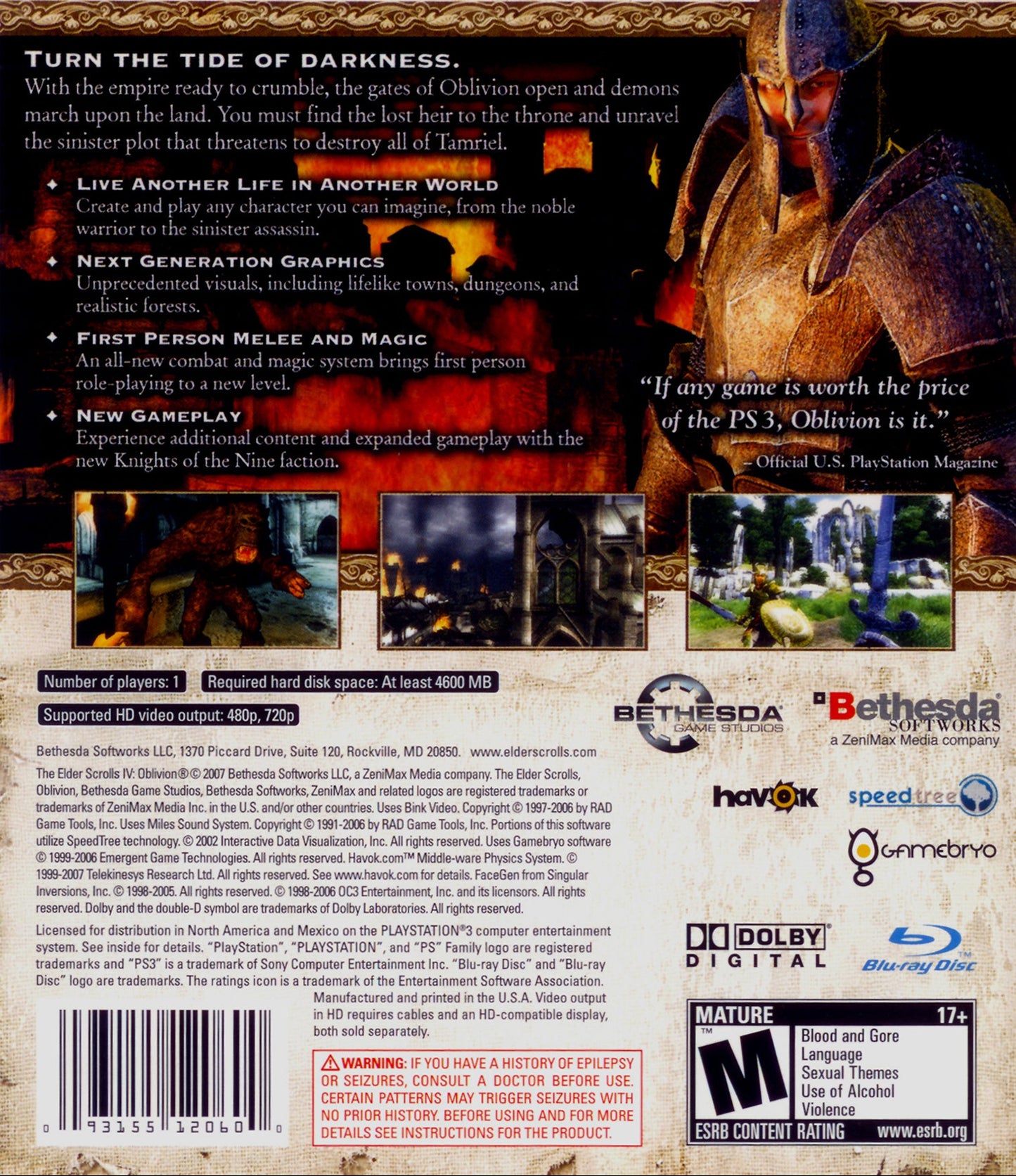 Elder Scrolls IV Oblivion Playstation 3
