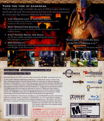 Elder Scrolls IV Oblivion Playstation 3