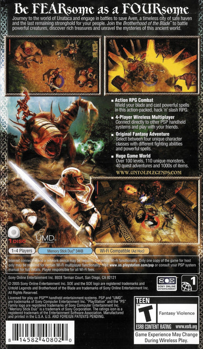 Untold Legends Brotherhood of the Blade PSP