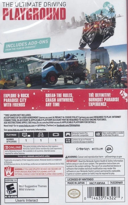 Burnout Paradise Remastered Nintendo Switch