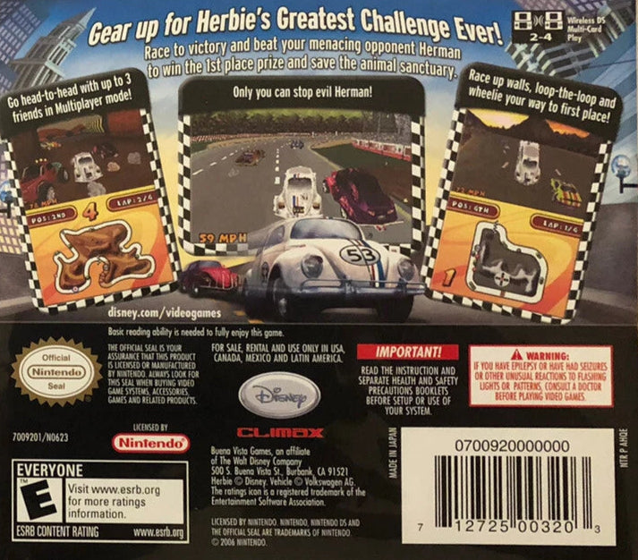 Herbie Rescue Rally Nintendo DS