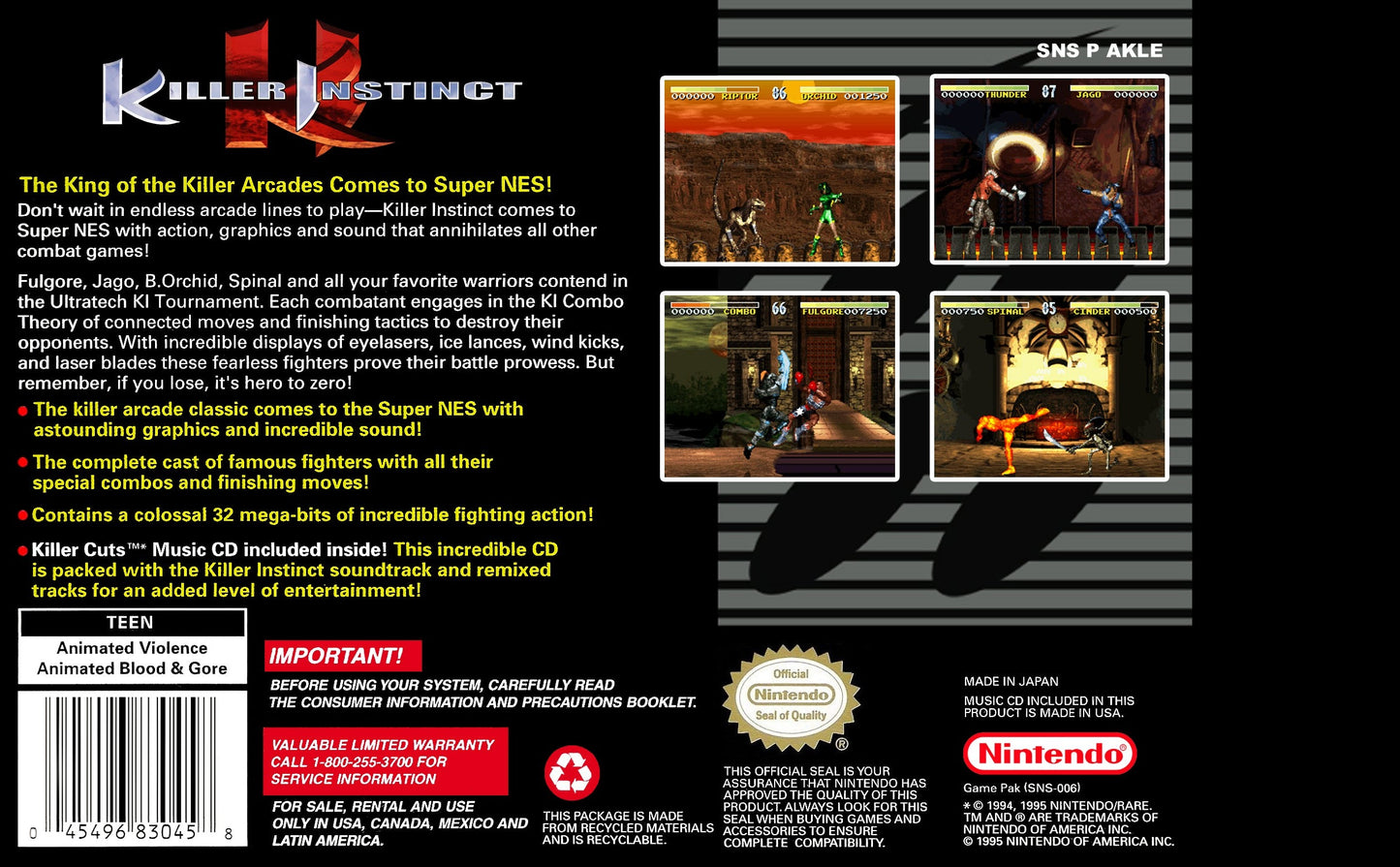 Killer Instinct Super Nintendo