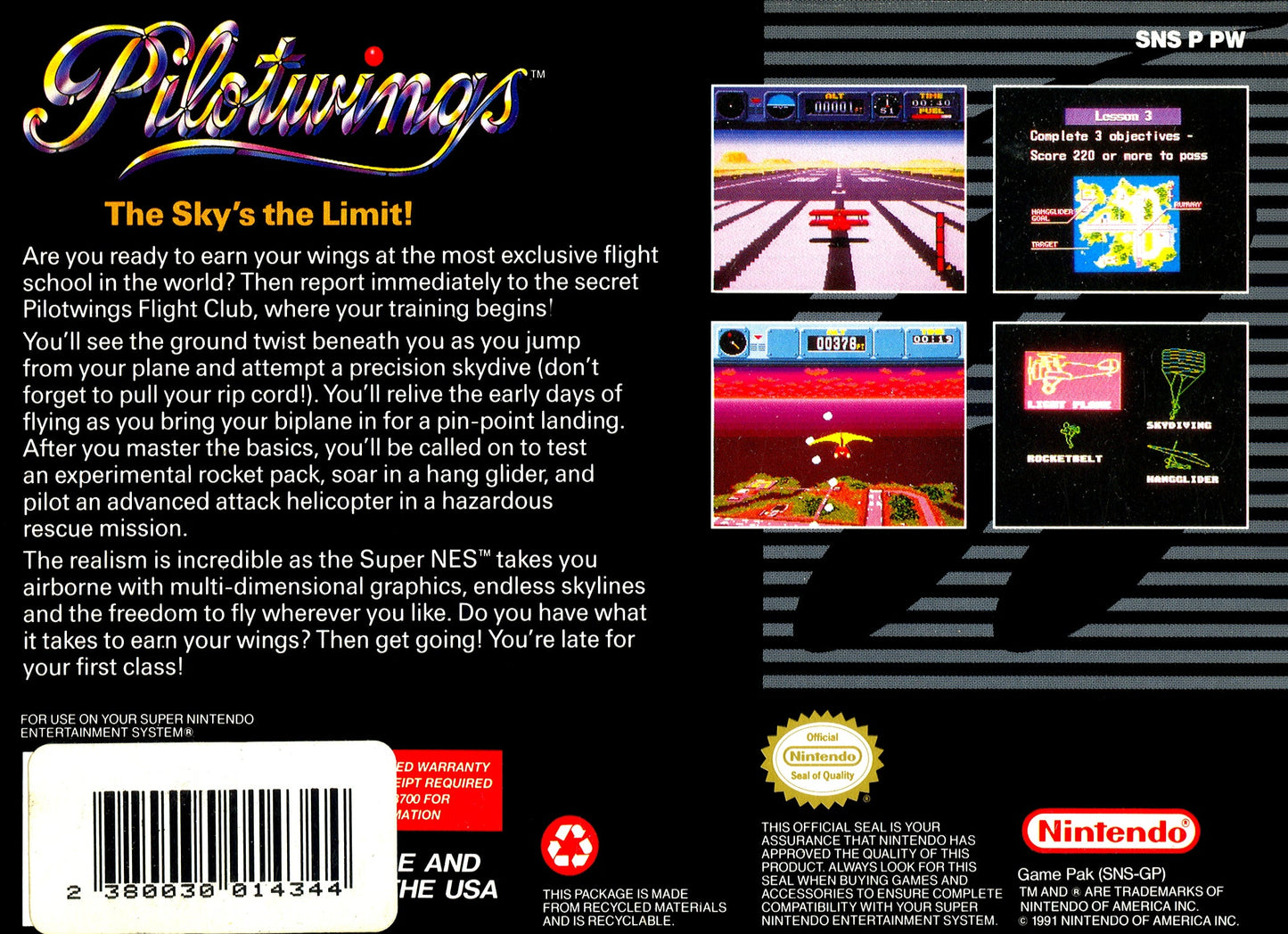 Pilotwings Super Nintendo