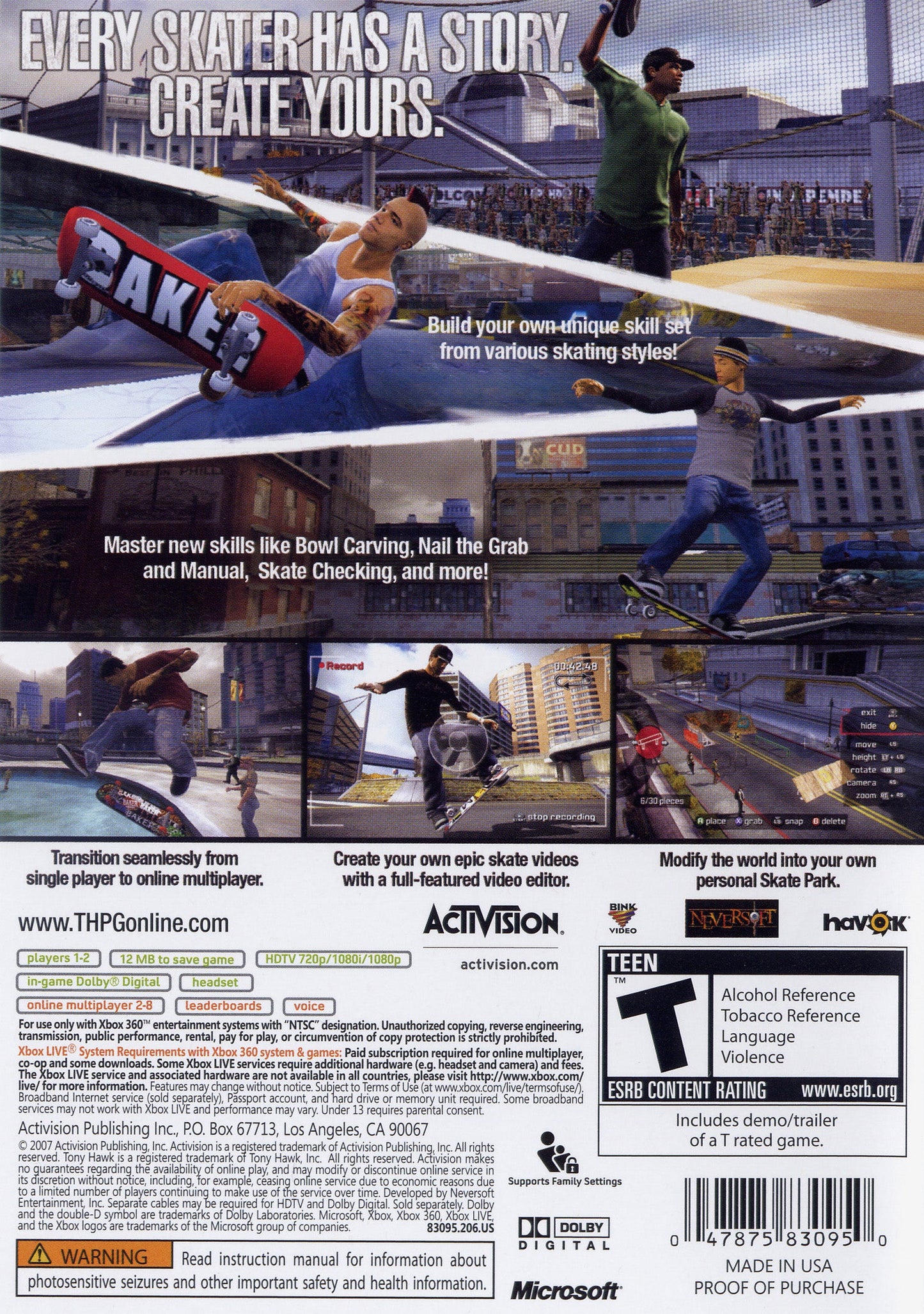 Tony Hawk's Proving Ground Xbox 360