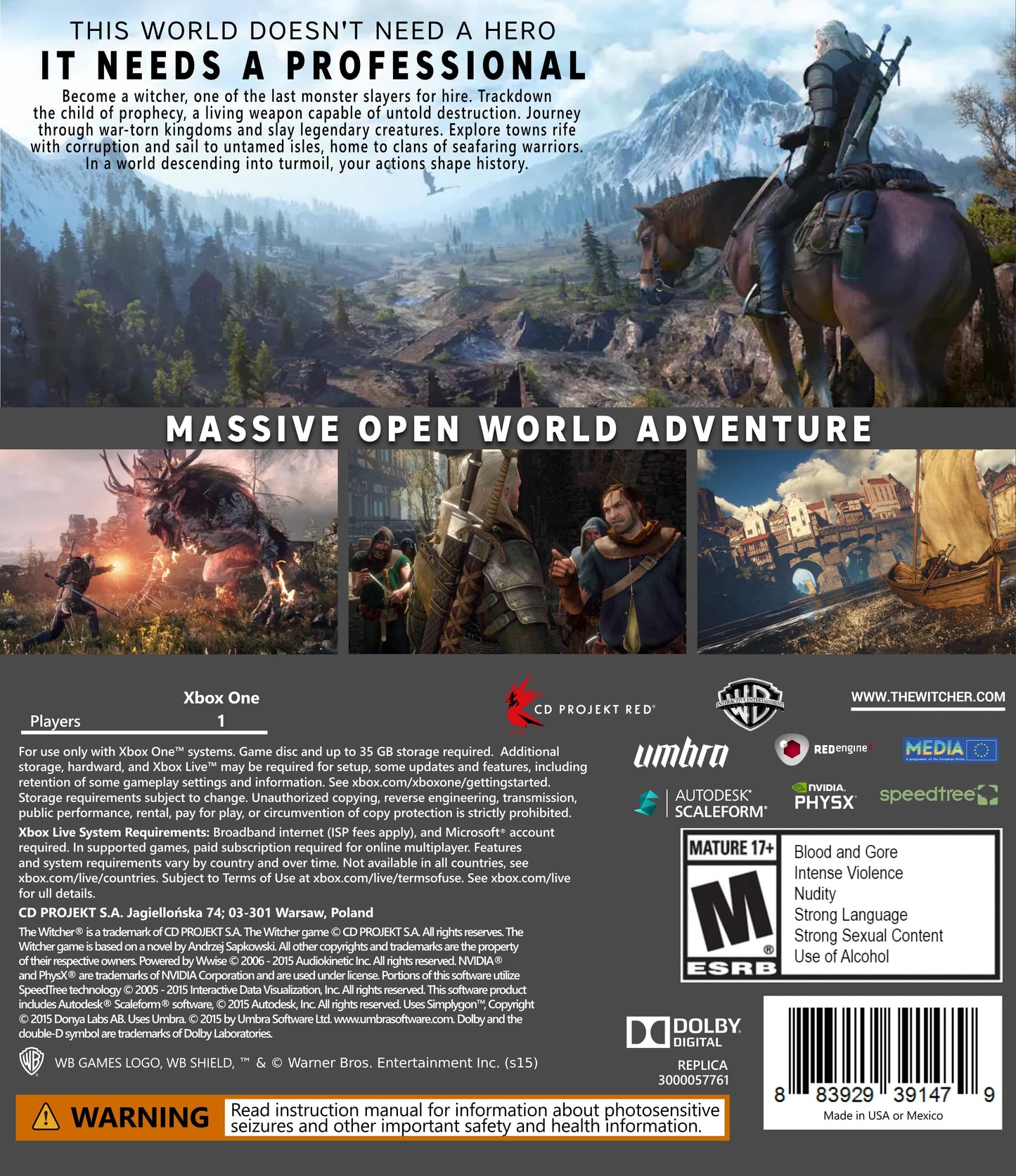 Witcher 3: Wild Hunt Xbox One